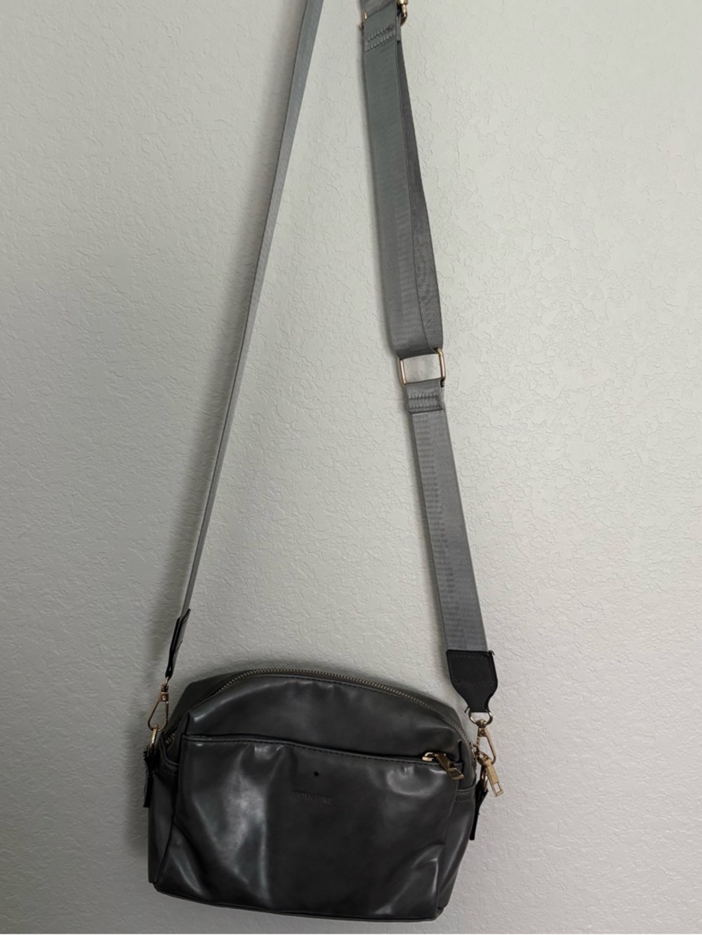 Gray Crossbody Bag with Adjustable Strap